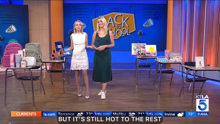 Jenna Barnett presenting back-to-school essentials in the KTLA 5 Morning News studio