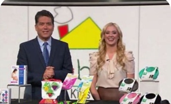 Jenna discussing baby and kids’ products with a KTLA presenter